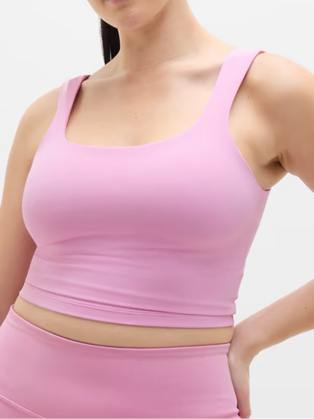 Athleta Transcend Square Neck Crop Sports Bra in Coral size XL